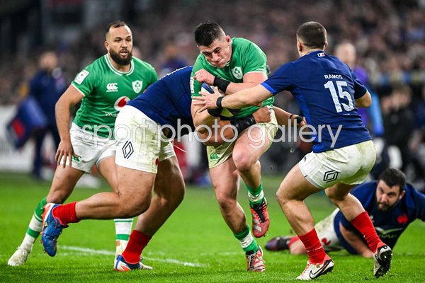 Dan Sheehan Ireland v Posolo Tuilaga & Thomas Ramos France Six Nations 2024