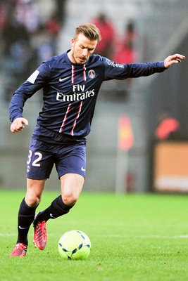 David Beckham of Paris Saint-Germain in action
