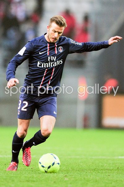 David Beckham of Paris Saint-Germain in action