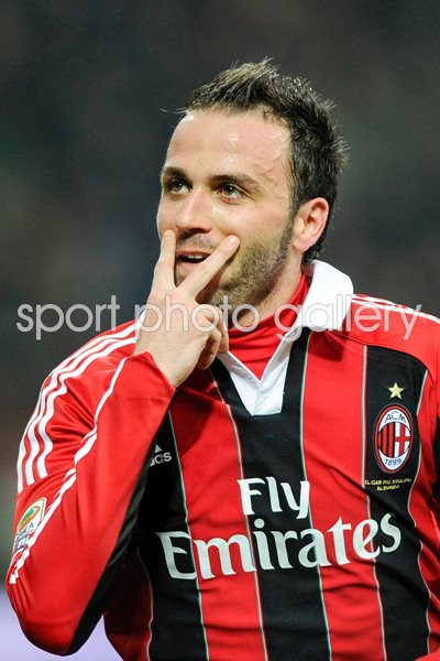 Giampaolo Pazzini of AC Milan celebrates scoring