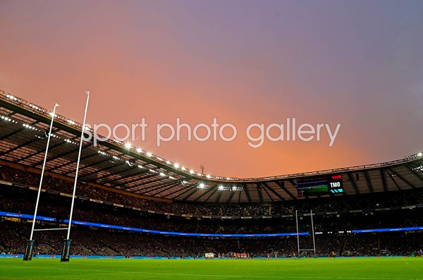 Twickenham Stadium sunset England v Wales Six Nations 2024
