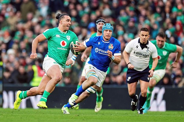 James Lowe Ireland breaks v Italy Dublin Six Nations 2024