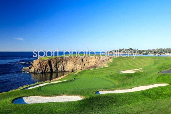 View from behind Par 4 8th hole Pebble Beach Golf Links California USA