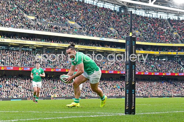 James Lowe Ireland scores v Wales Dublin Six Nations 2024