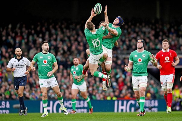 Jack Crowley & Ryan Baird Ireland v Wales Dublin Six Nations 2024