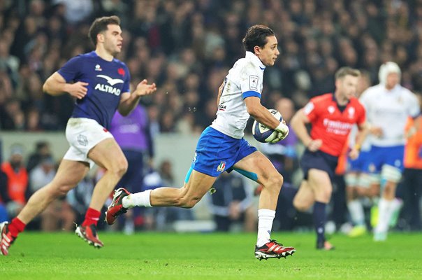 Ange Capuozzo Italy v Damian Penaud France Lille Six Nations 2024