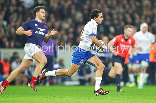Ange Capuozzo Italy v Damian Penaud France Lille Six Nations 2024