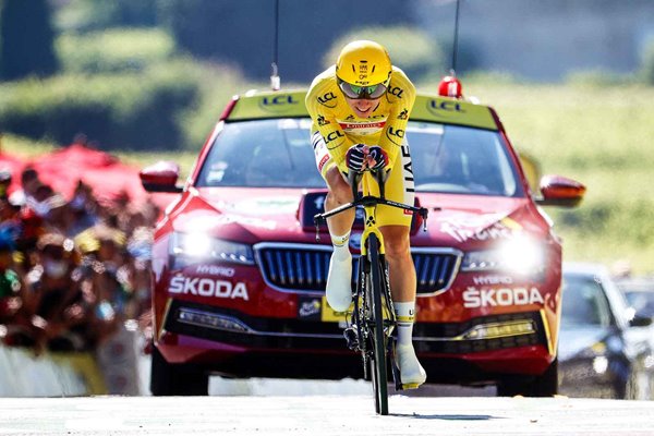 Tadej Pogačar Slovenia celebrates win Stage 20 Tour de France 2021