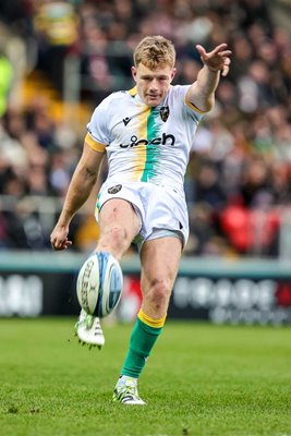 Fin Smith Northampton Saints v Leicester Premiership Rugby Welford Road 2023