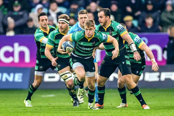 Fin Smith Northampton Saints v Sale Sharks Premiership Franklin's Gardens 2023