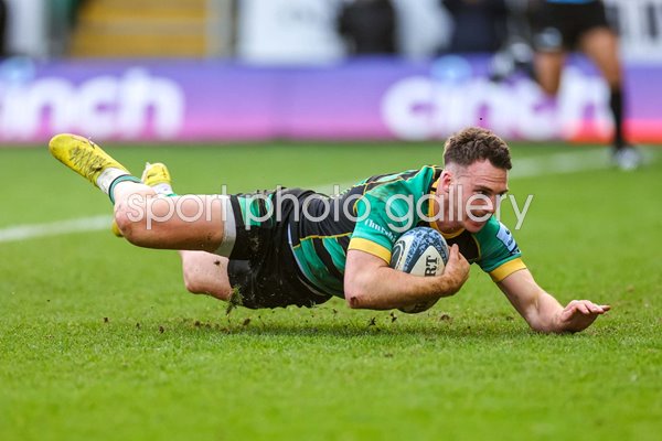 Tom James Northampton scores v Newcastle Premiership Rugby 2024