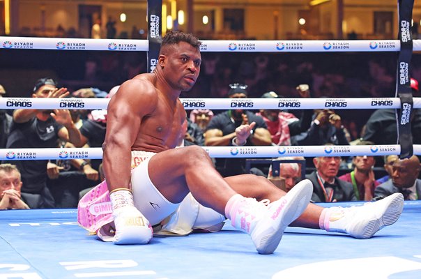 Francis Ngannou knocked down by Anthony Joshua Riyadh Saudi Arabia 2024