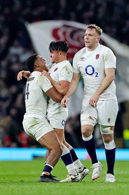 Marcus Smith England celebrates win v Ireland Six Nations Twickenham 2024