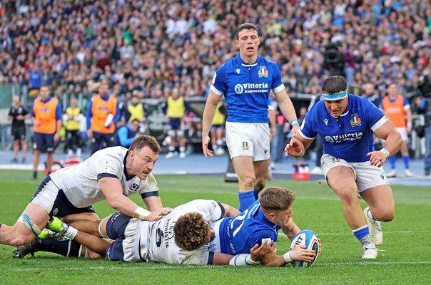 Stephen Varney Italy scores in win v Scotland Six Nations Rome 2024