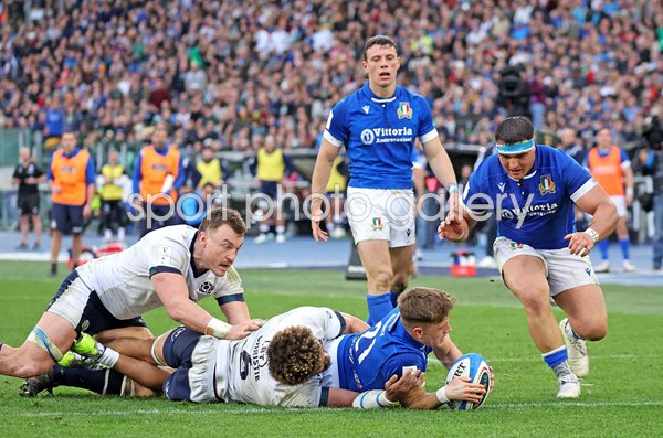 Stephen Varney Italy scores in win v Scotland Six Nations Rome 2024