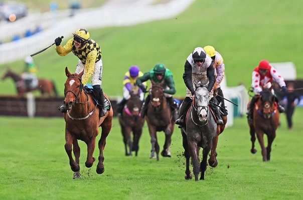 Paul Townend celebrates Champion Hurdle win riding State Man Cheltenham 2024 