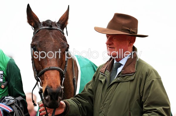 Trainer Willie Mullins celebrates with his 100th Cheltenham winner Jasmin De Vaux 2024 