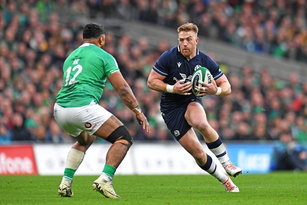 Kyle Steyn Scotland v Bundee Aki Ireland Dublin Six Nations 2024