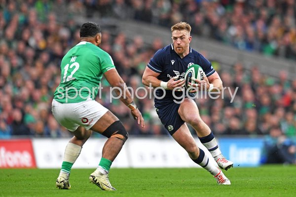 Kyle Steyn Scotland v Bundee Aki Ireland Dublin Six Nations 2024