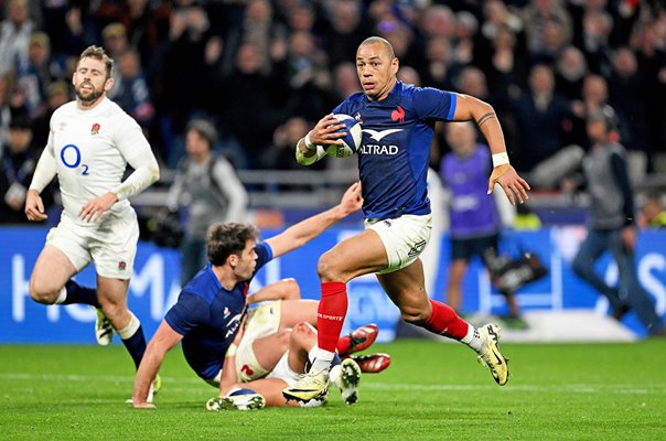 Gael Fickou France try scoring run v England Lyon Six Nations 2024