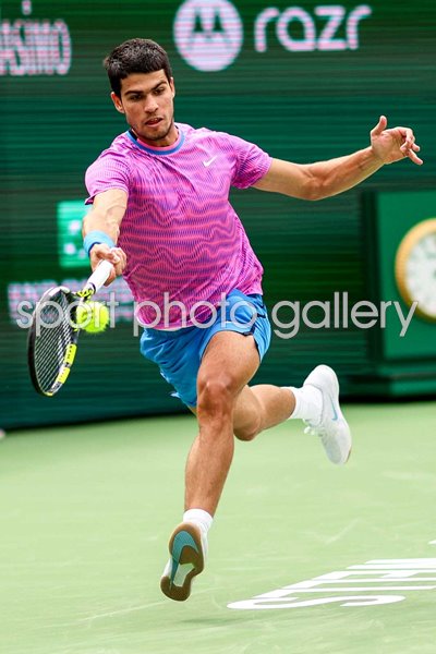 Carlos Alcaraz Spain running forehand Indian Wells 2024 