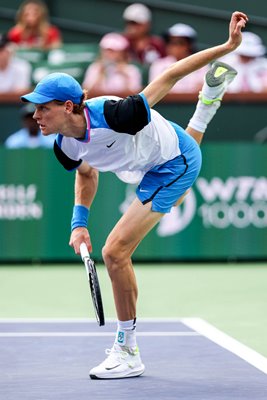 Jannik Sinner Italy serves BNP Paribas Open Indian Wells 2024