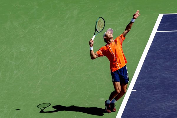 Alex De Minaur Australia serves BNP Paribas Open Indian Wells 2024