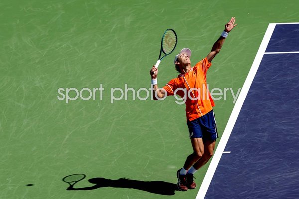 Alex De Minaur Australia serves BNP Paribas Open Indian Wells 2024