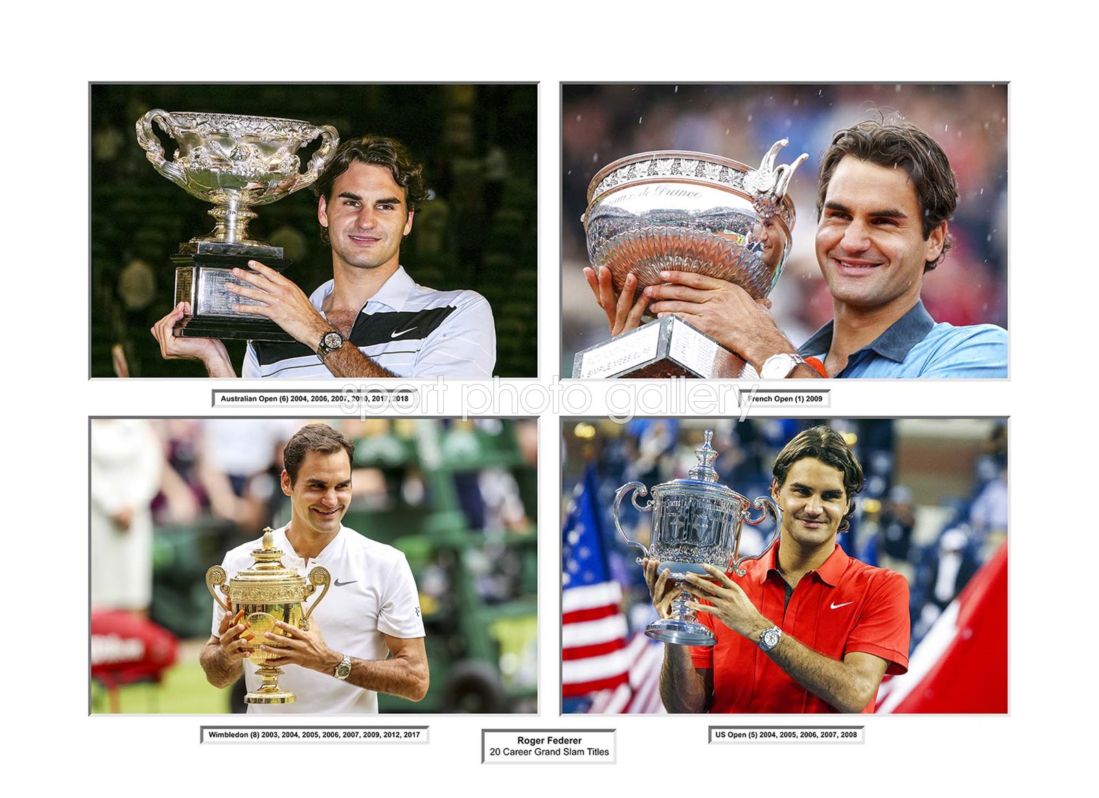 Roger Federer Career Grand Slam Quadruple Collage