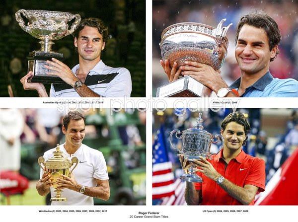 Roger Federer Career Grand Slam Quadruple Collage