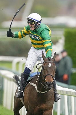 Paul Townend celebrates on I Am Maximus Grand National Aintree 2024