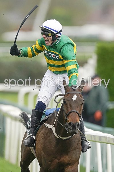 Paul Townend celebrates on I Am Maximus Grand National Aintree 2024