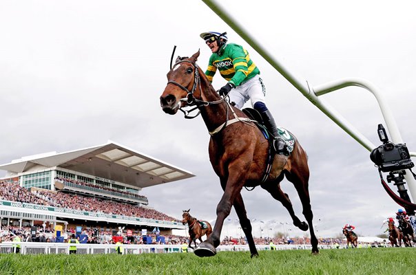 Paul Townend on board I Am Maximus crosses finish line Grand National Aintree 2024