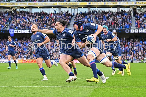 Ryan Baird Leinster scores v La Rochelle Champions Cup Quarter Final Dublin 2024