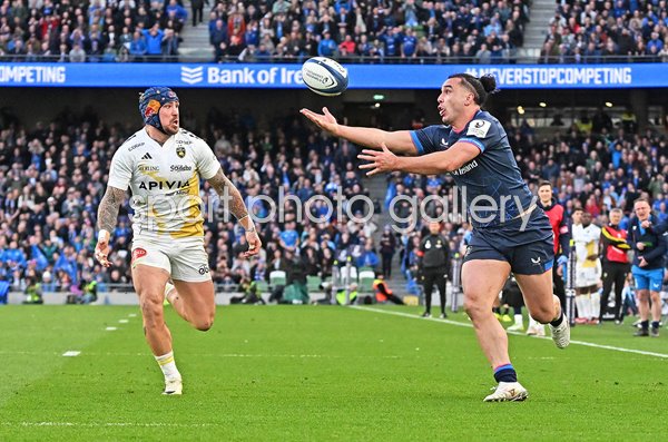 James Lowe Leinster v Jack Nowell La Rochelle Champions Cup Quarter Final Dublin 2024