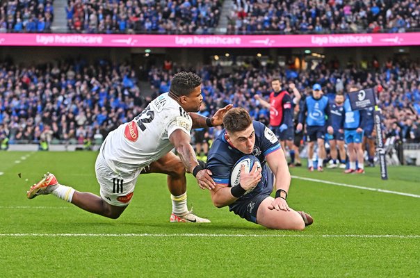 Dan Sheehan Leinster scores v La Rochelle Champions Cup Quarter Final Dublin 2024