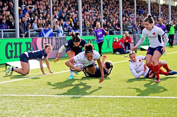 Kelly Arbey France scores v Scotland Women's Six Nations 2024