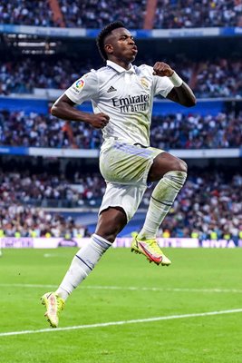 Vinicius Junior Real Madrid celebartes v Girona La Liga Estadio Santiago Bernabeu 2022