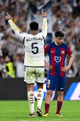 Jude Bellingham Real Madrid celebrates El Classico win v Barcelona La Liga Madrid 2024