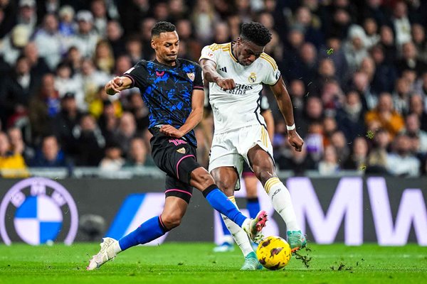 Aurelien Tchouameni Real Madrid v Djibril Sow Sevilla La Liga Madrid 2024