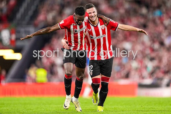 Gorka Guruzeta & Inaki Williams Atletico Madrid celebrate v Deportivo Alaves La Liga 2024
