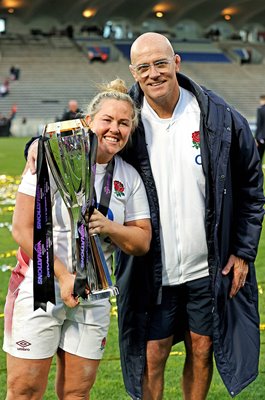 Captain Marlie Packer & Head Coach John Mitchell England Six Nations Grand Slam 2024