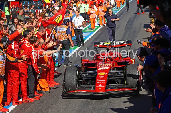 Carlos Sainz Spain & Ferrari celebrates Australian Grand Prix win Melbourne 2024