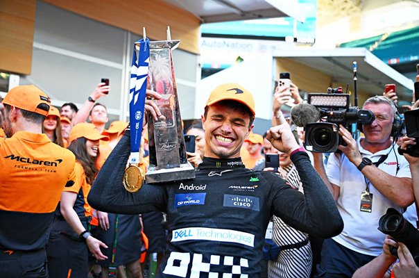 Lando Norris Great Britain celebrates Miami Grand Prix win 2024