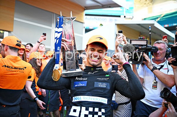 Lando Norris Great Britain celebrates Miami Grand Prix win 2024