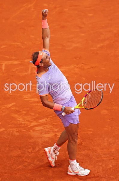 Rafael Nadal Spain celebrates win v Pedro Cachin Madrid Open 2024