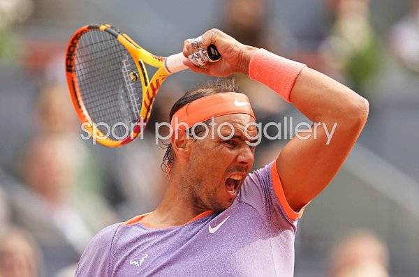 Rafael Nadal Spain power forehand v Pedro Cachin Madrid Open 2024