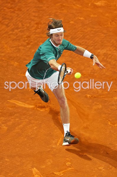 Andrey Rublev running forehand Madrid Open Final 2024