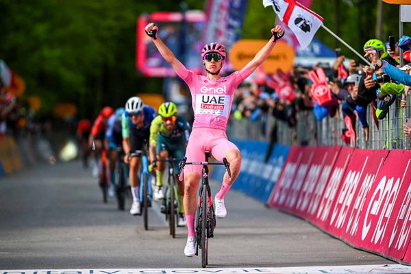 Tadej Pogacar Slovenia celebrates Stage 8 win Giro d'Italia 2024