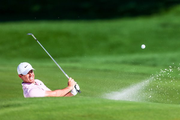 Rory McIlroy holes from bunker for Eagle par 5 15th Hole Quail Hollow Club 2024